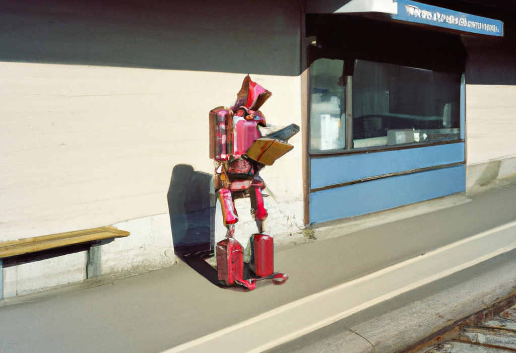 Ein Roboter am Bahnhof, von DALL•E