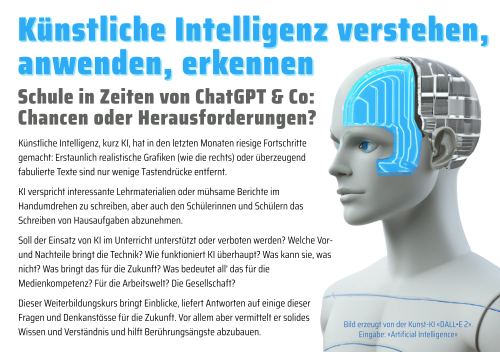 Flyer für Kurs "Künstliche Intelligenz verstehen, anwenden, erkennen"